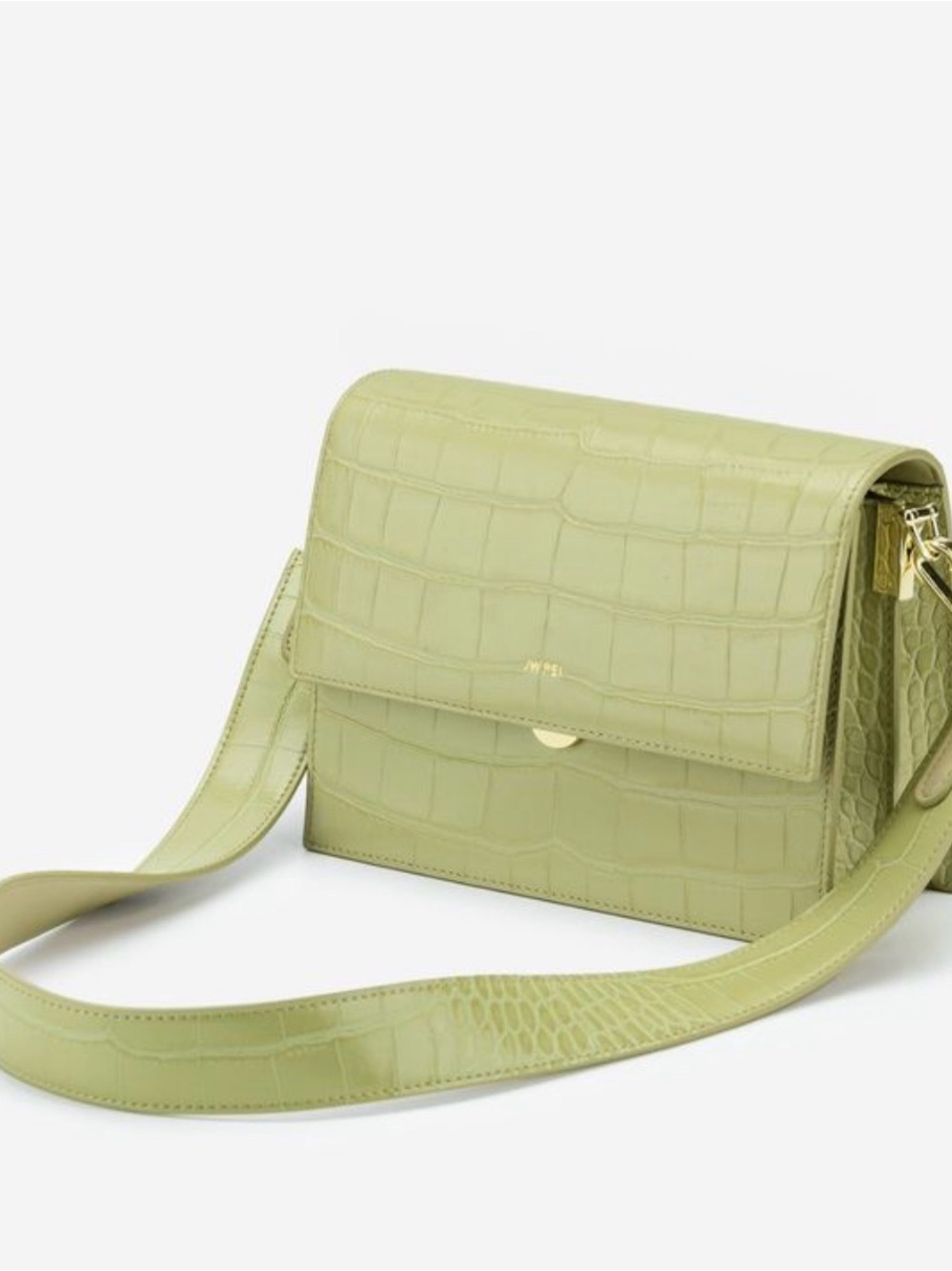 JW PEI Croc-Embossed Crossbody Bag in Light Green